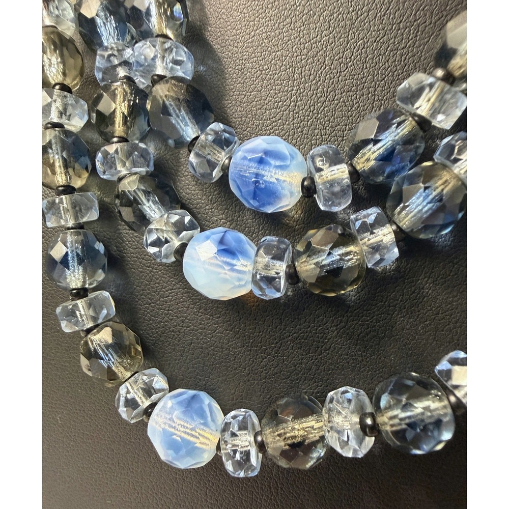 Vintage Beaded Necklace Glass Germany Blue